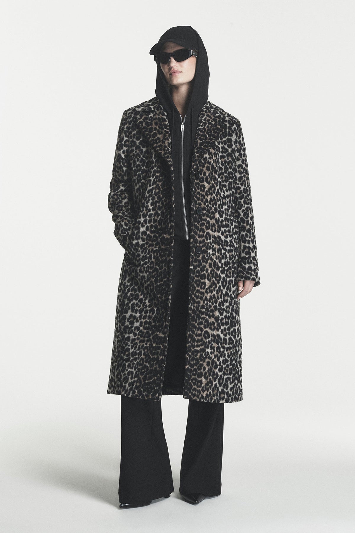 Leopard Print Single-Breasted Coat