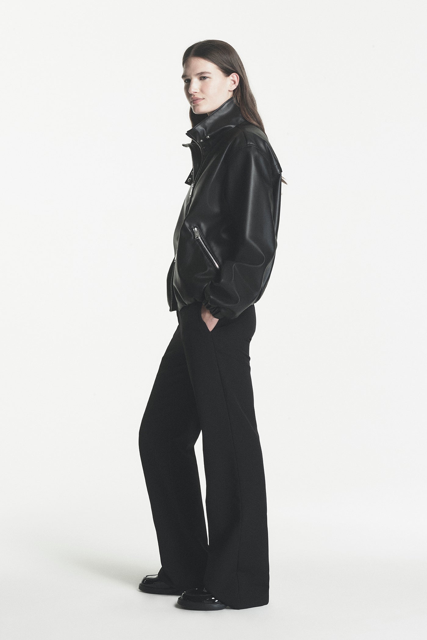 Faux Leather Bomber