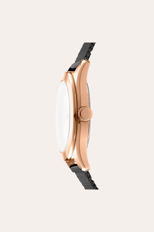 ساعة أستوريا لوجو نسائية سوداء مقاس 34 مم