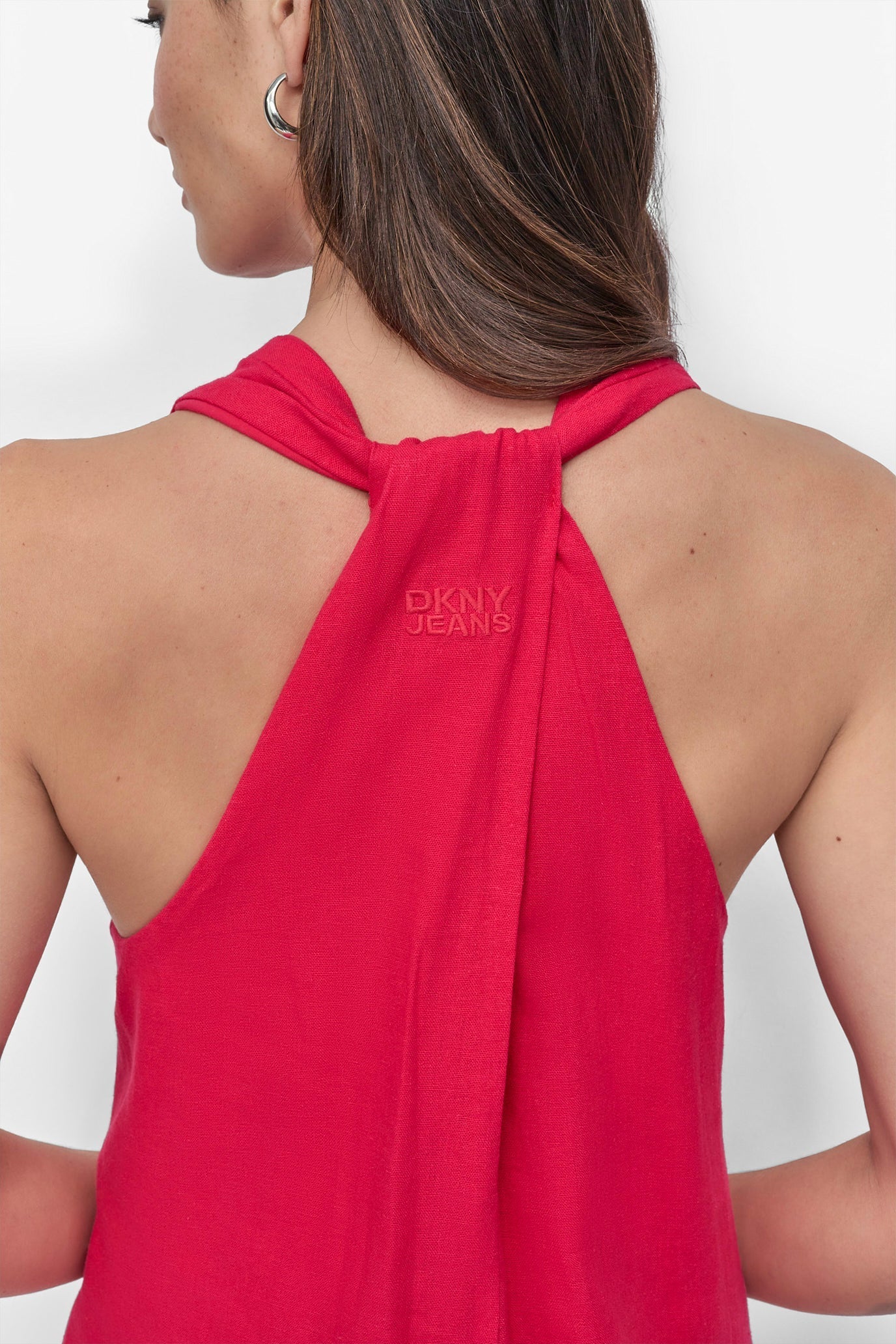 DKNY Sleeveless Linen Midi Dress PURPLE