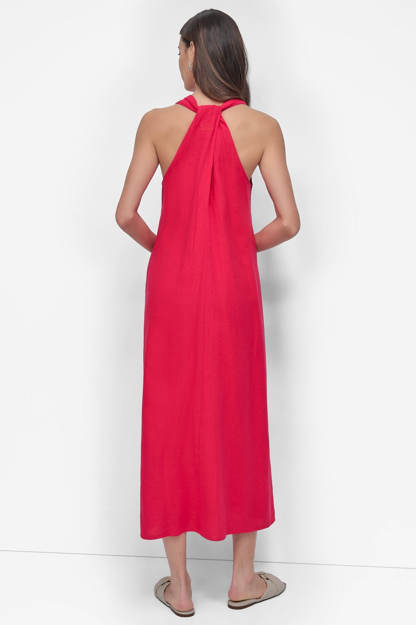 DKNY Sleeveless Linen Midi Dress PURPLE