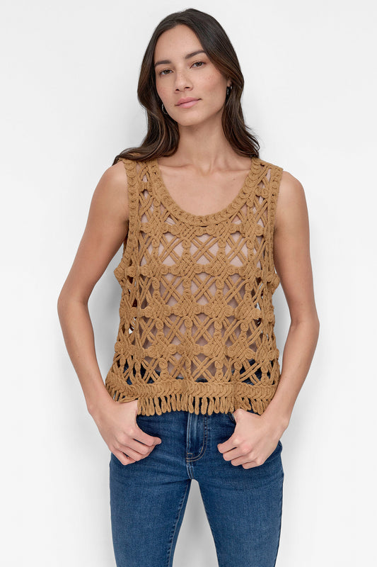 CROCHET SCOOP NECK TOP