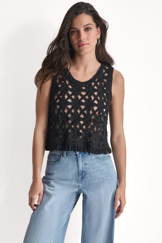 CROCHET SCOOP NECK TOP
