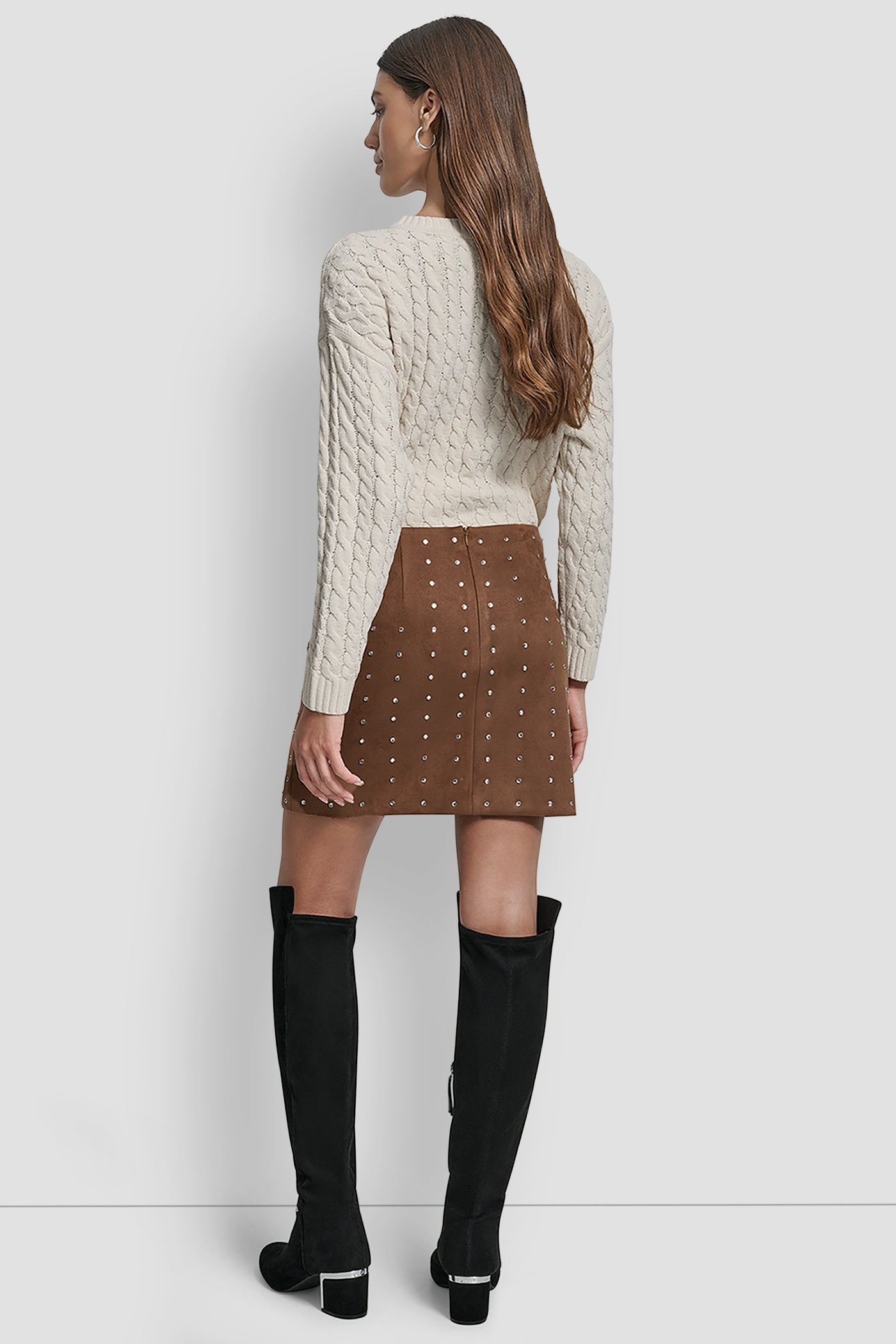 EMBELLISHED FAUX SUEDE SKIRT