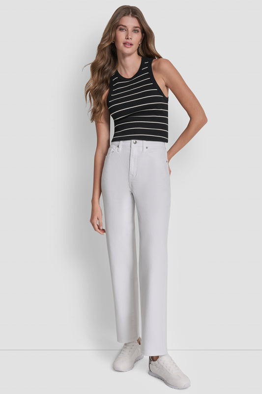 بنطال كلاسيكي بخصر مرتفع وقصة مستقيمة