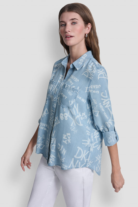 GARMENT DYE PRINT SHIRT