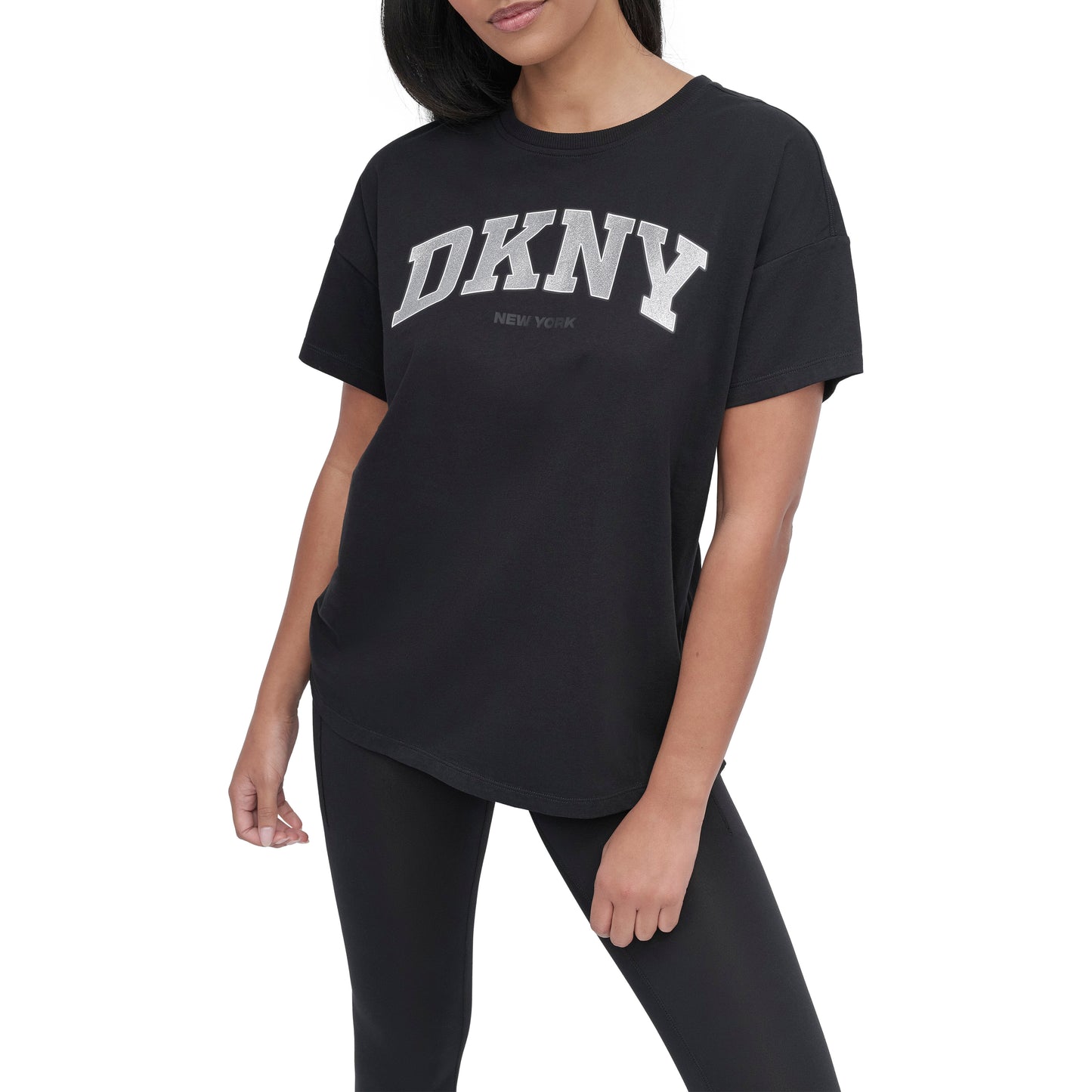 ARCHED VARSITY GLITTER LOGO LEGGING TEE