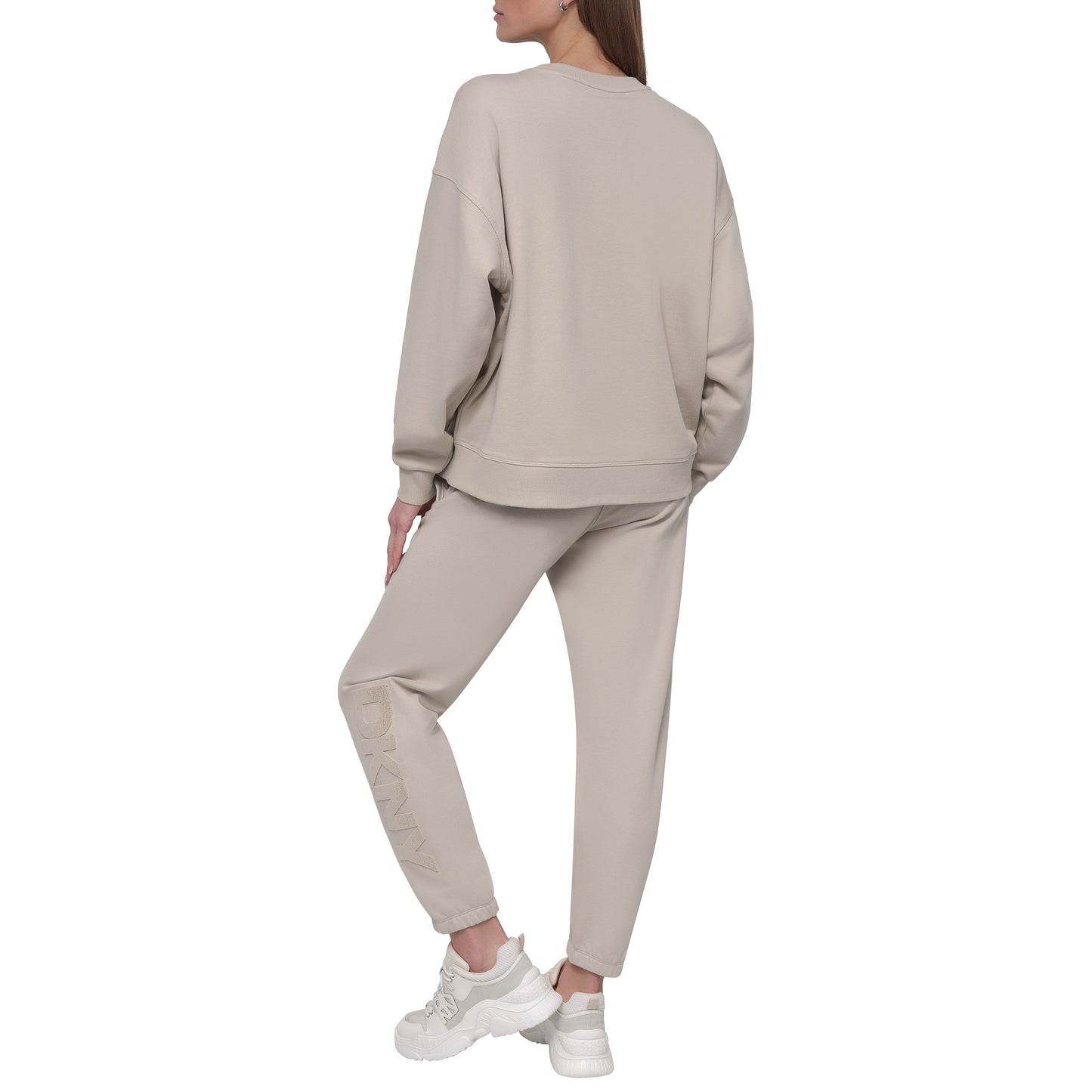 VELVET PLUSH EMBROIDERY LOGO LONG LINE PULLOVER