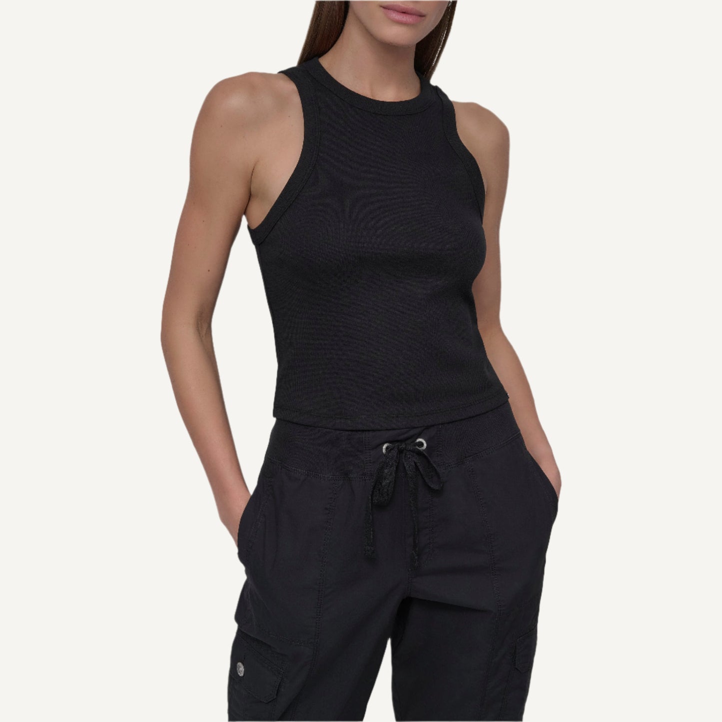 RIBBED HIGH NECK TANK