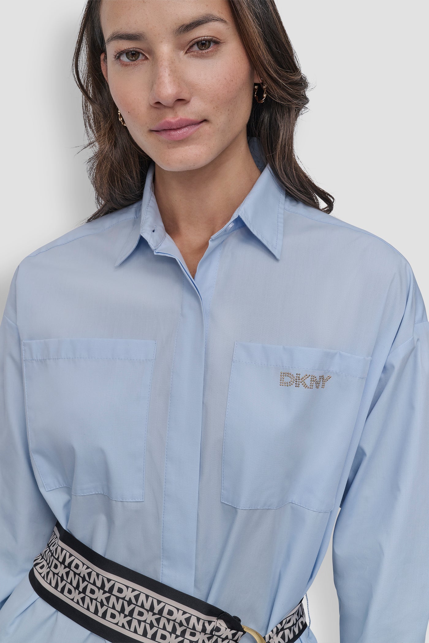 LONG SLEEVE BUTTON FRONT SHIRT DRESS