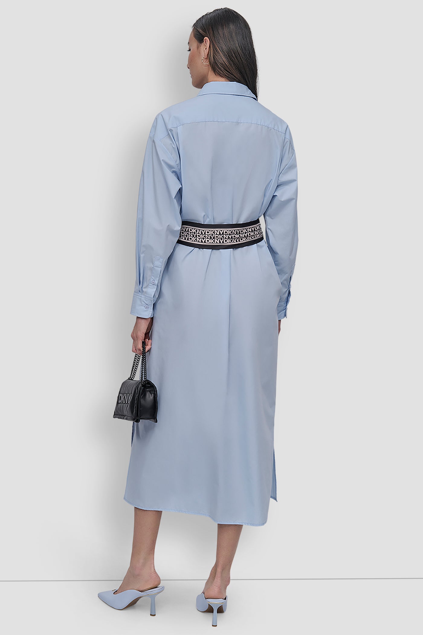 LONG SLEEVE BUTTON FRONT SHIRT DRESS