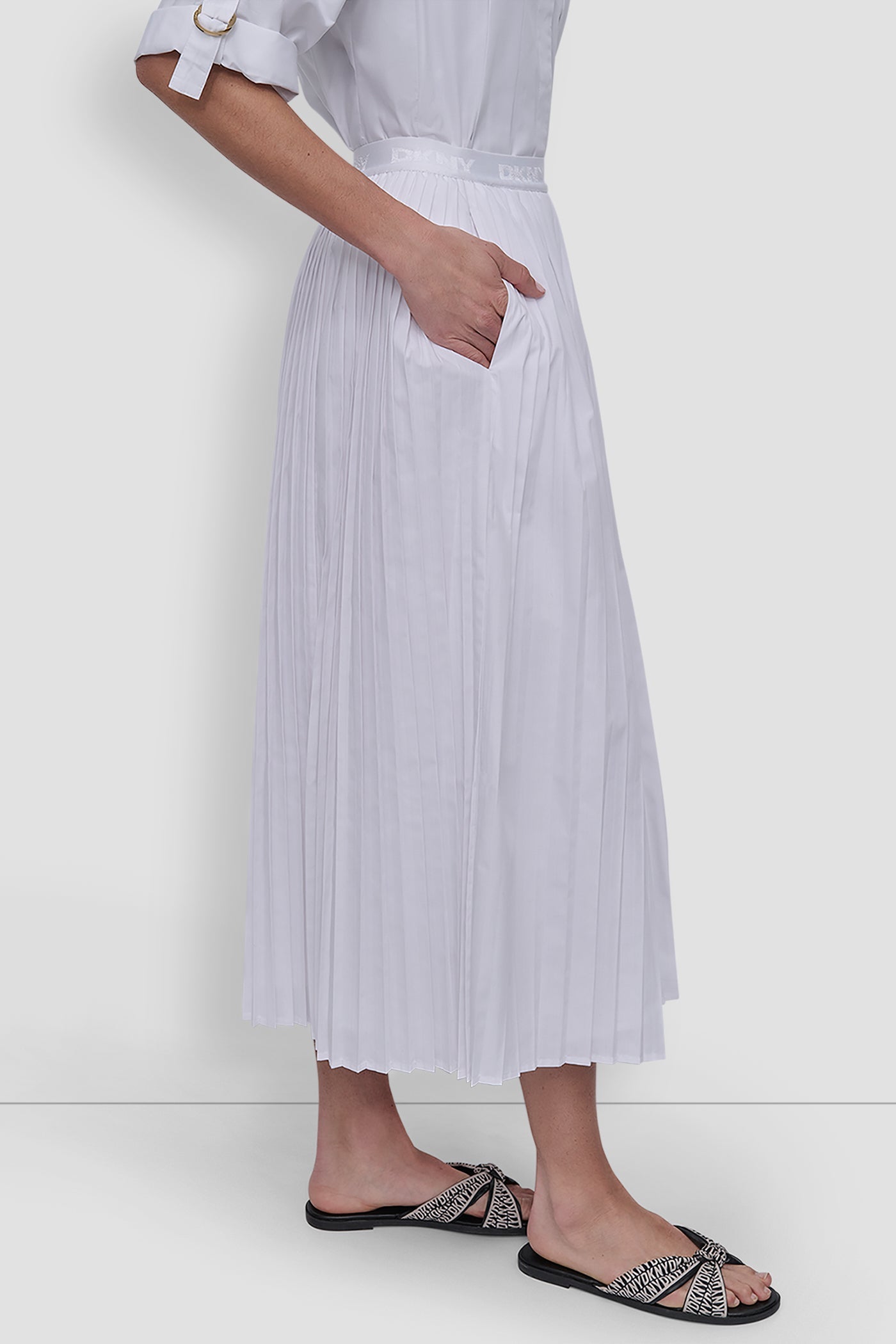 MIDI PLEATED SKIRT WITH LOGO