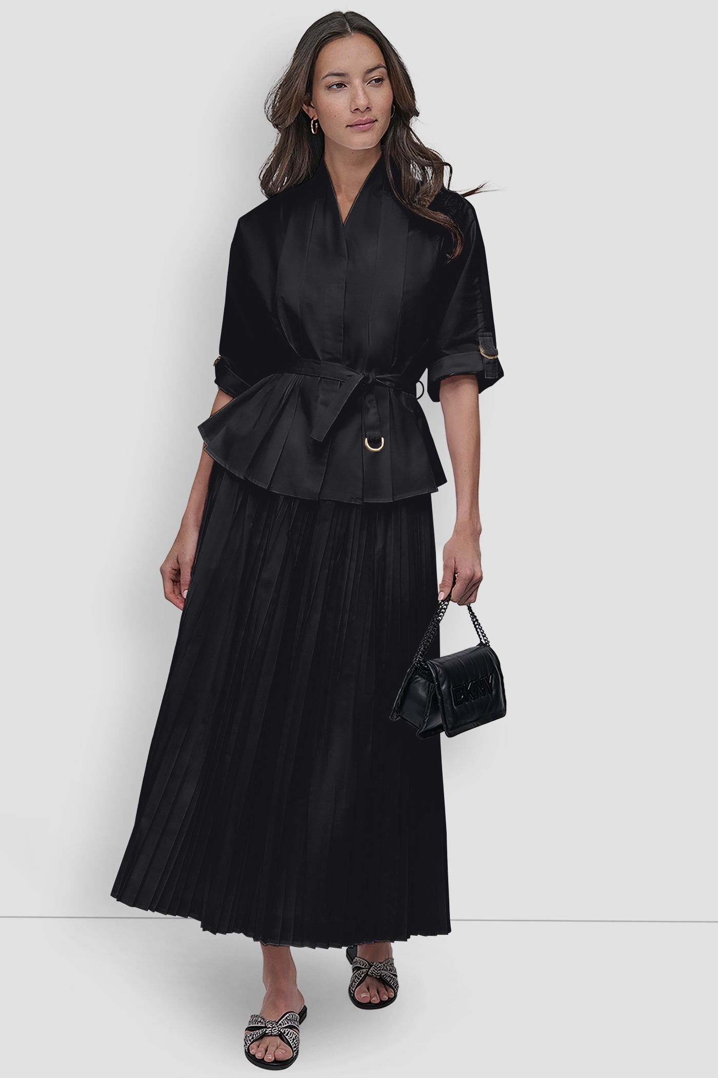MIDI PLEATED SKIRT WITH LOGO