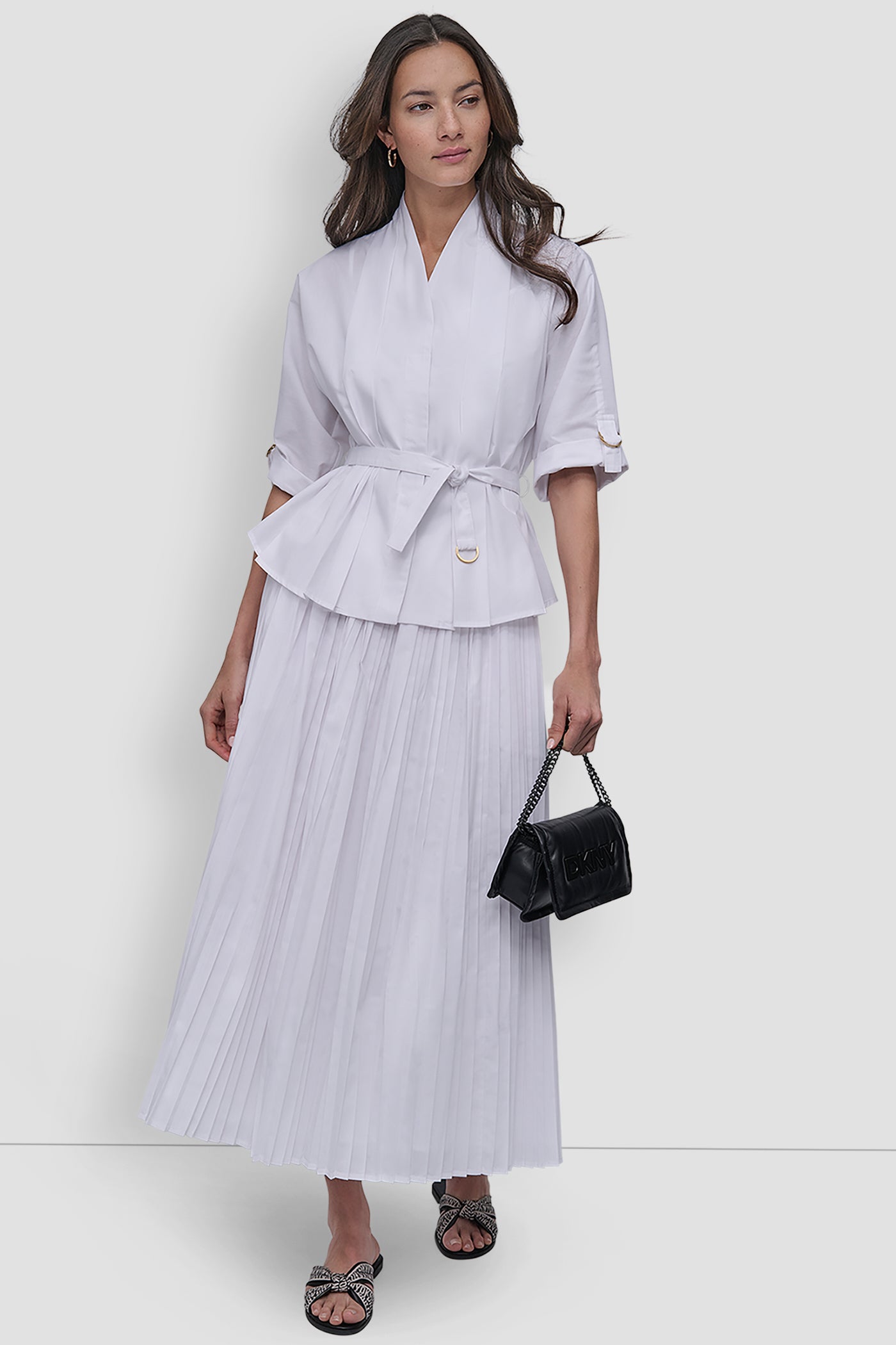 MIDI PLEATED SKIRT WITH LOGO