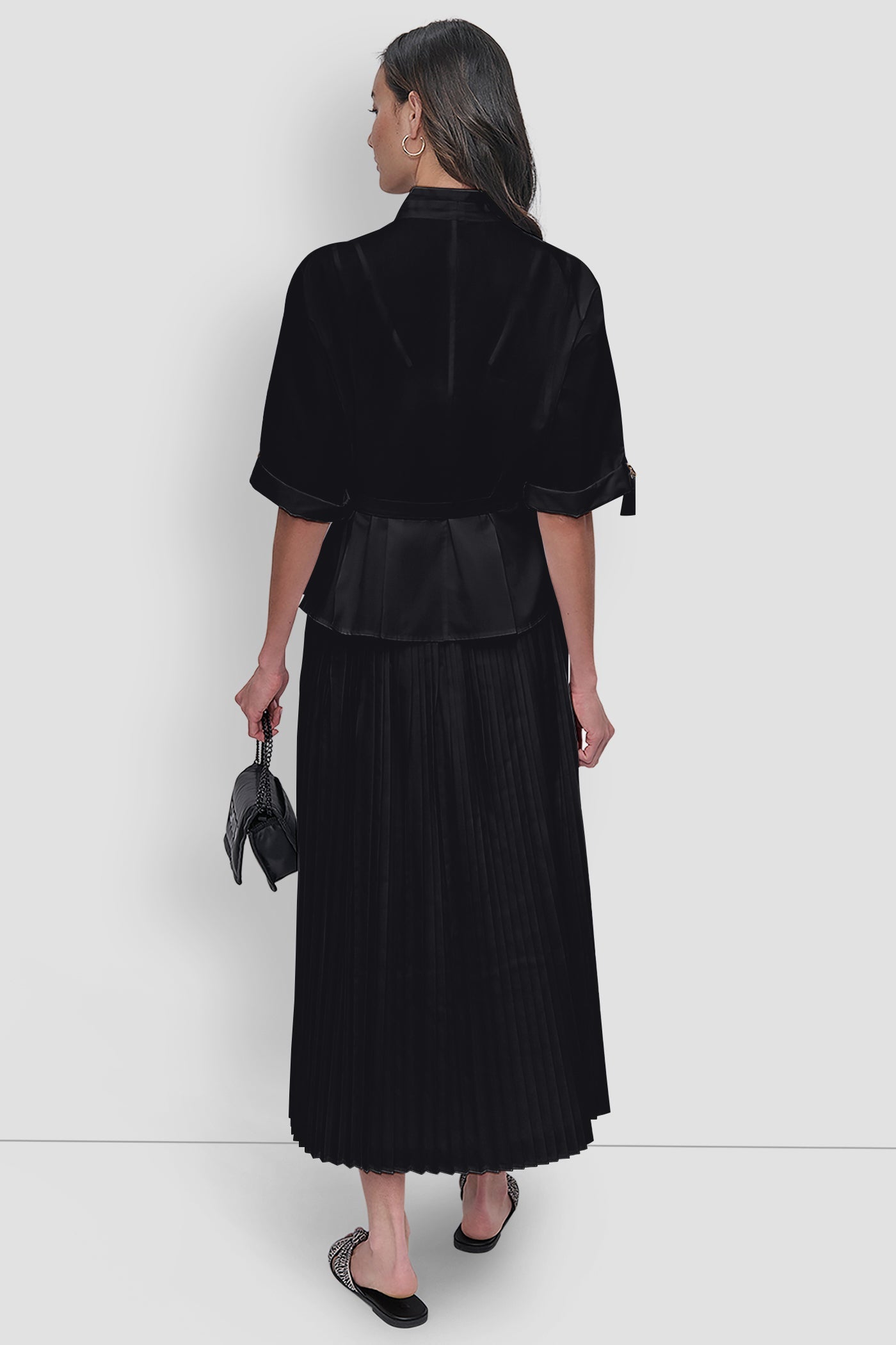 MIDI PLEATED SKIRT WITH LOGO