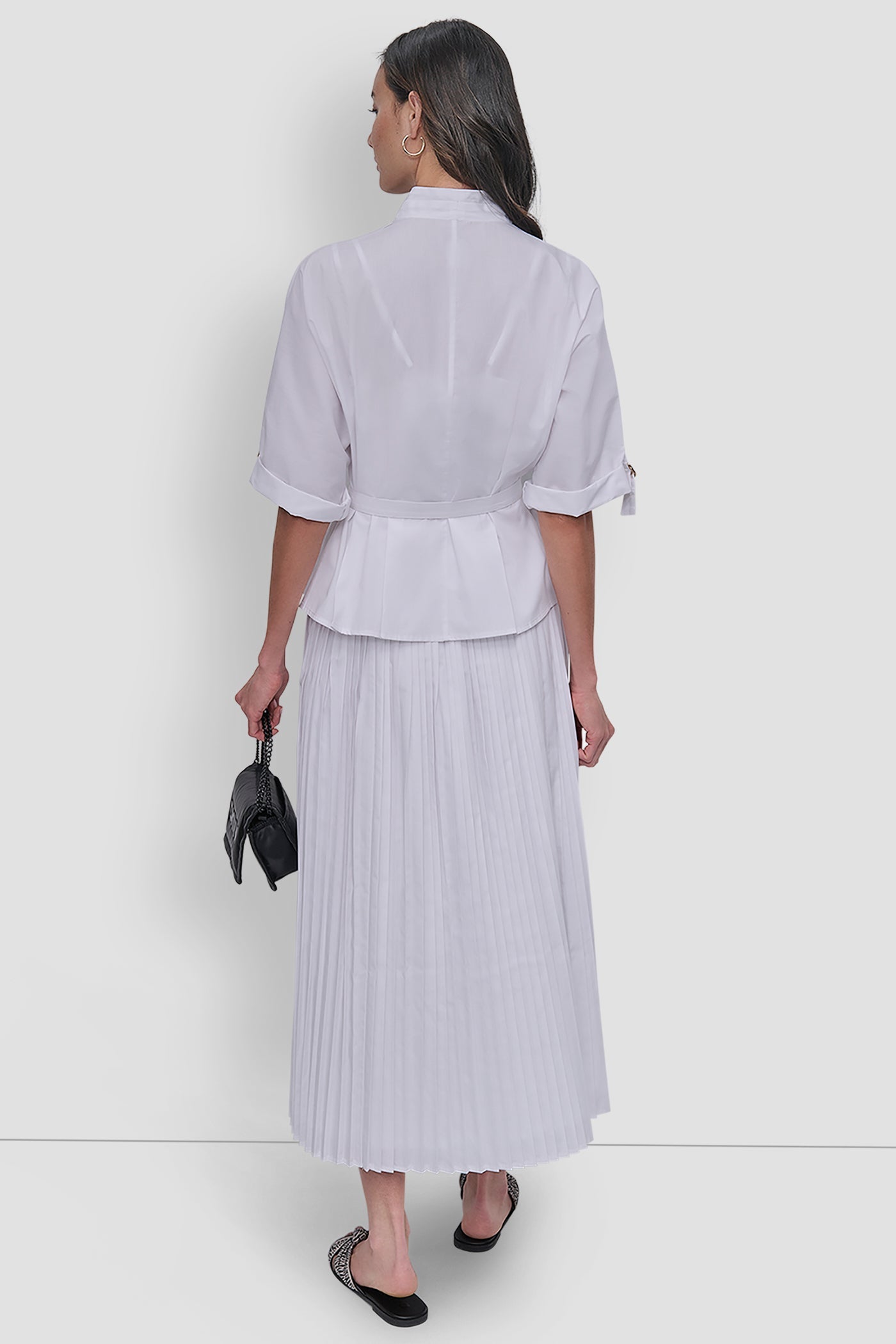 MIDI PLEATED SKIRT WITH LOGO