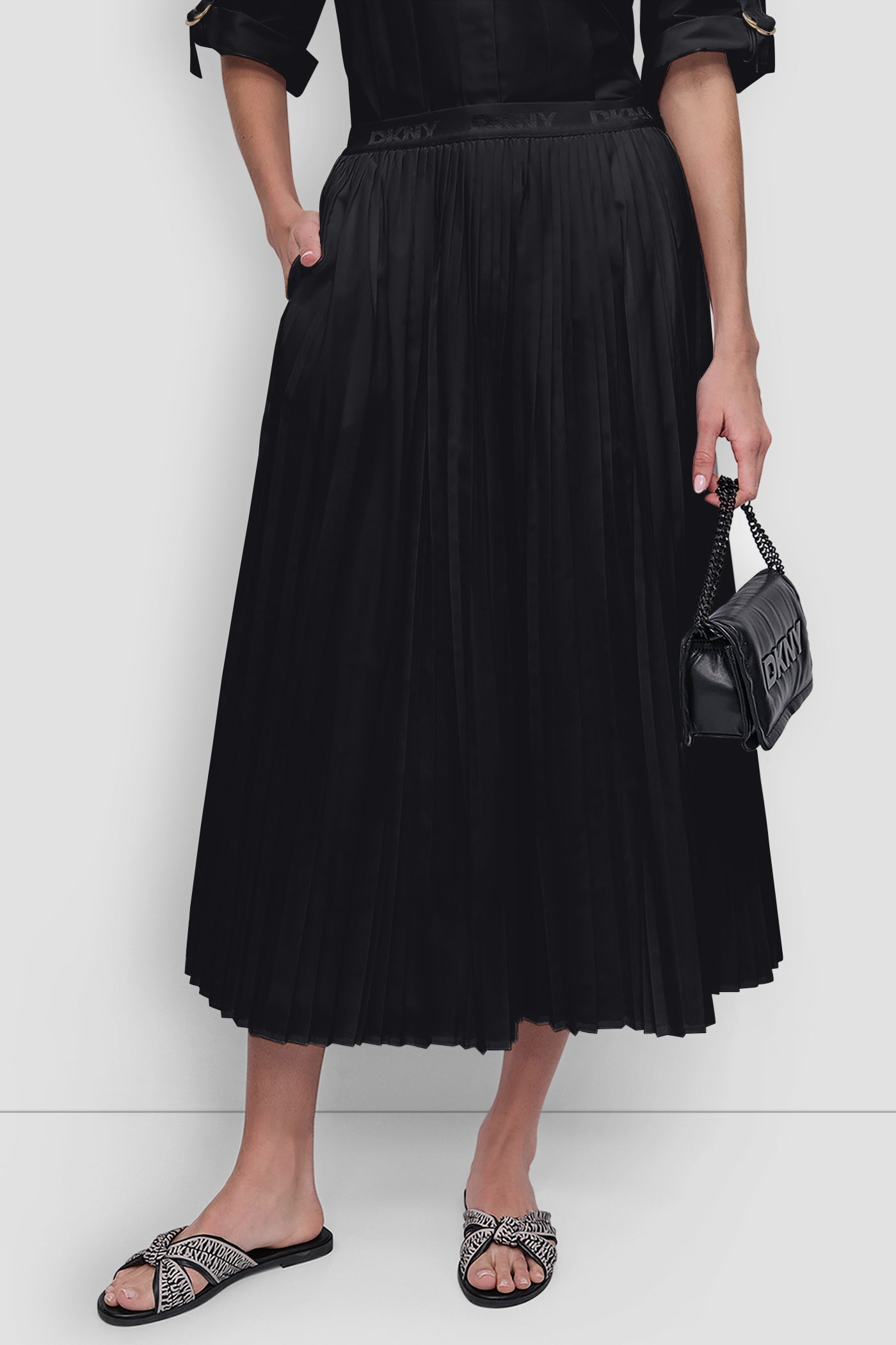 MIDI PLEATED SKIRT WITH LOGO