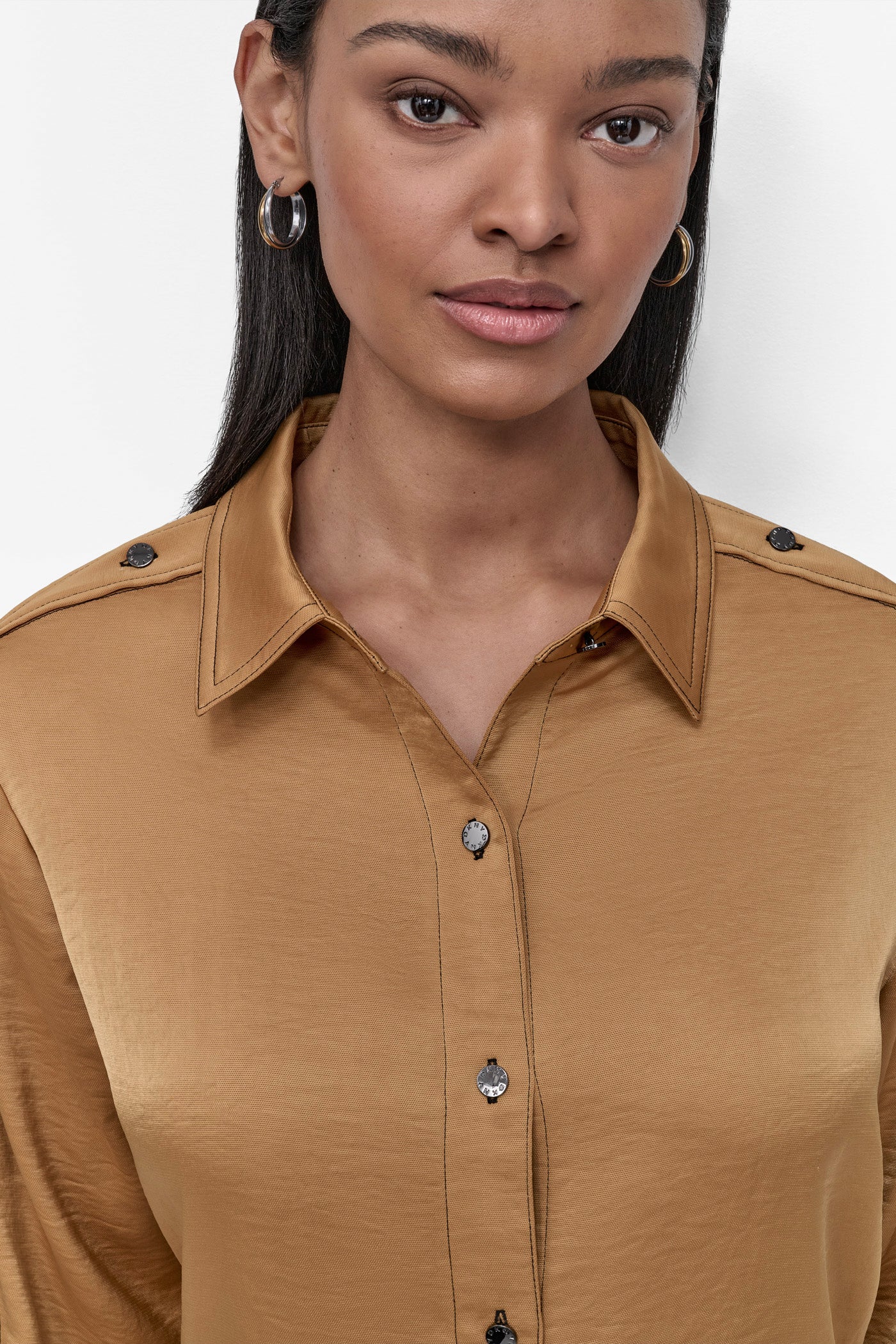 DKNY LONG SLEEVED GLAZED DRESSING SHIRT ORANGE