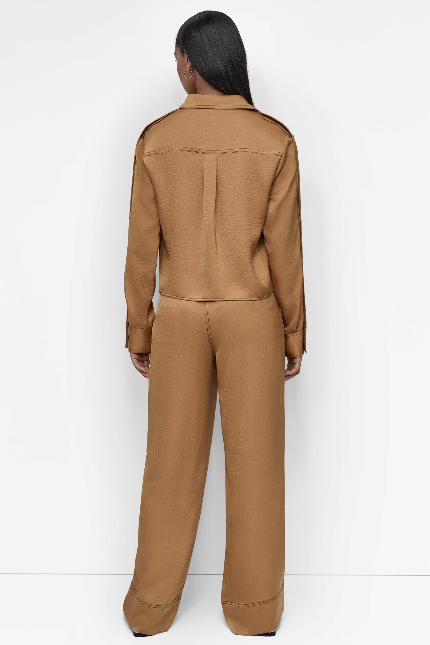 DKNY LONG SLEEVED GLAZED DRESSING SHIRT ORANGE