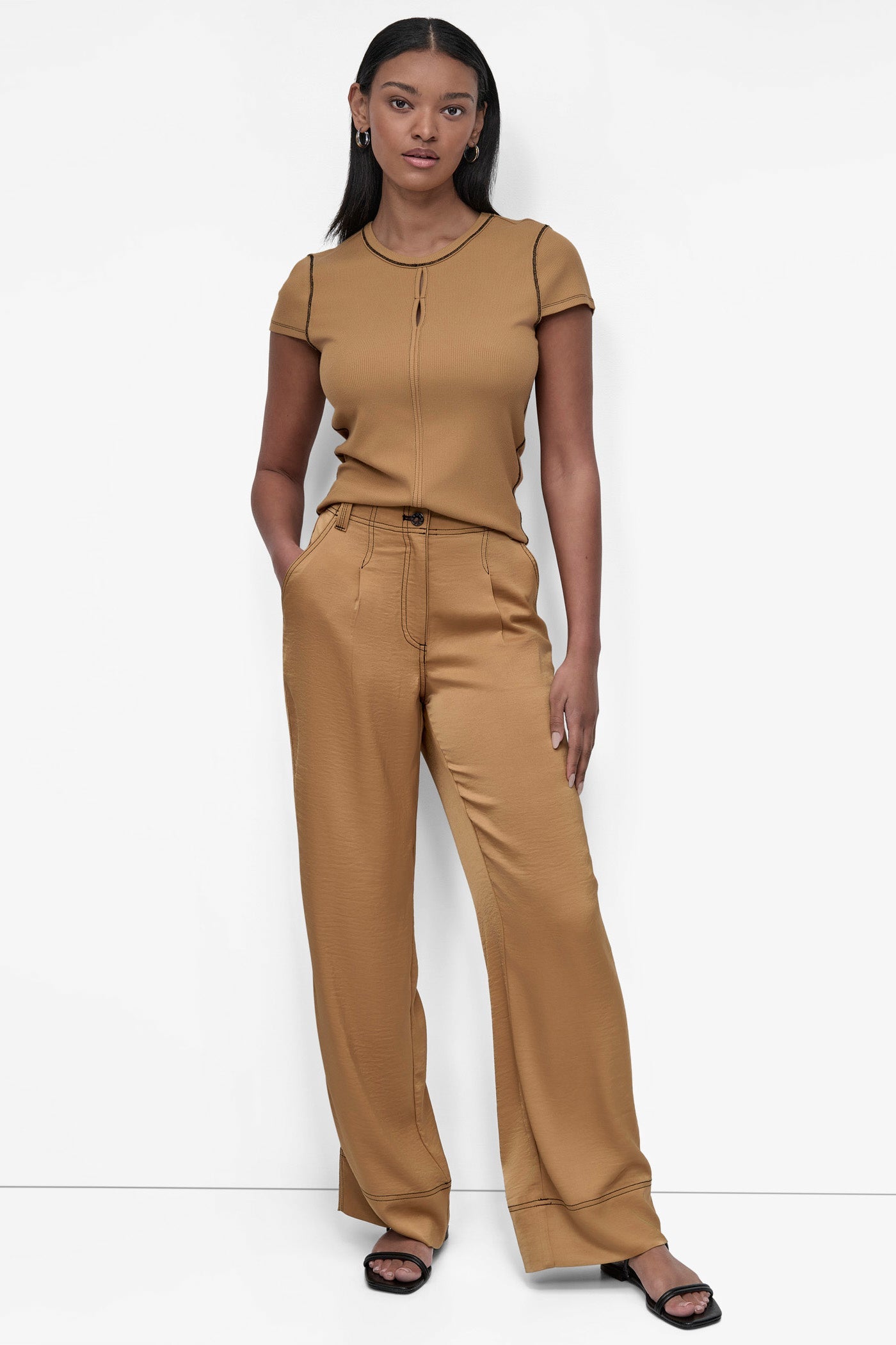 DKNY GLAZED DRESSING PANTS ORANGE