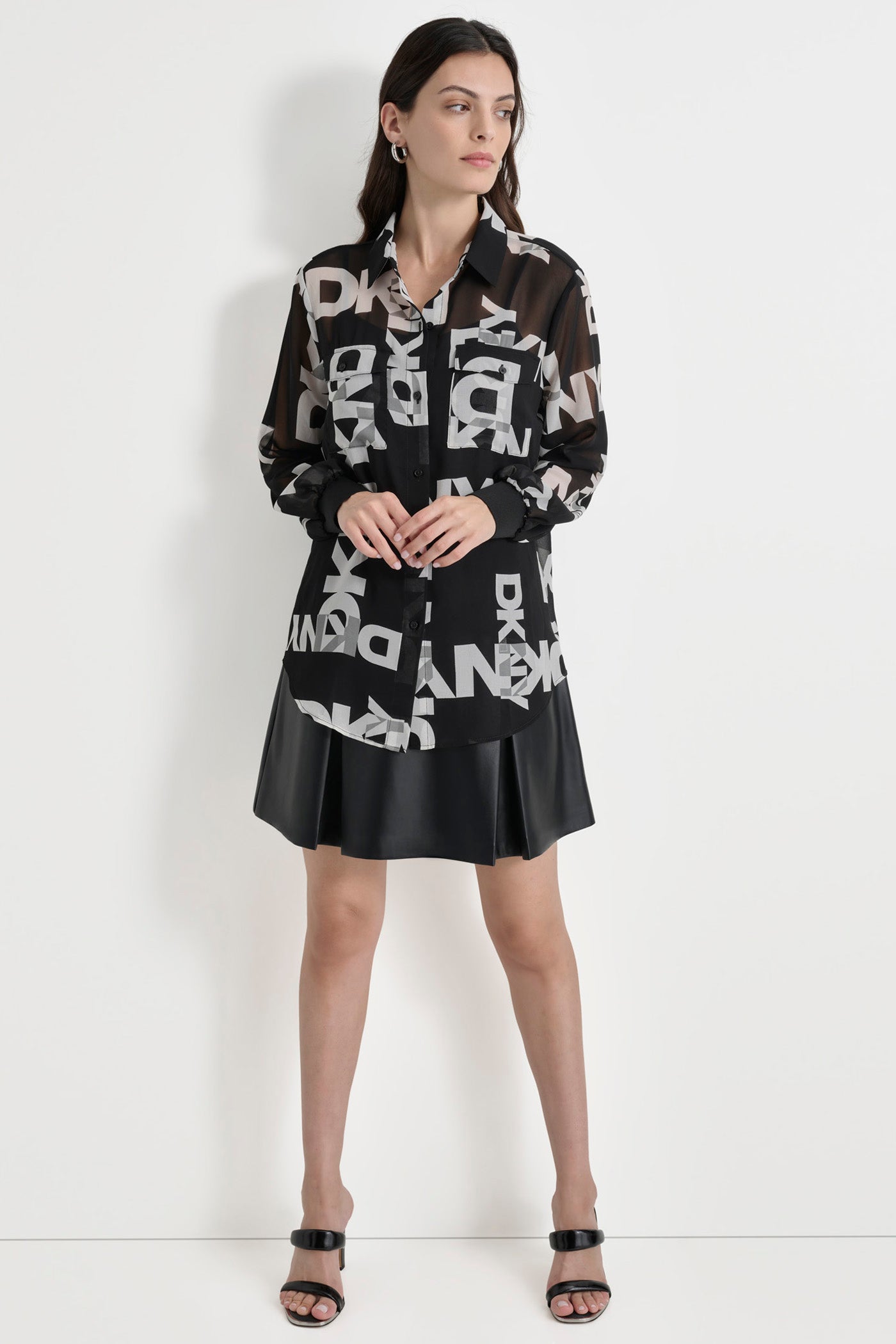 LONG SLEEVE BUTTON DOWN CHIFFON