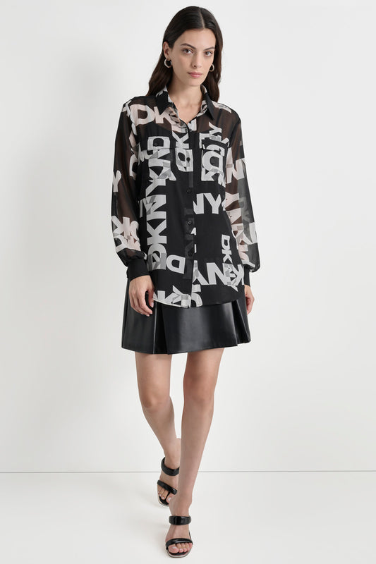 LONG SLEEVE BUTTON DOWN CHIFFON