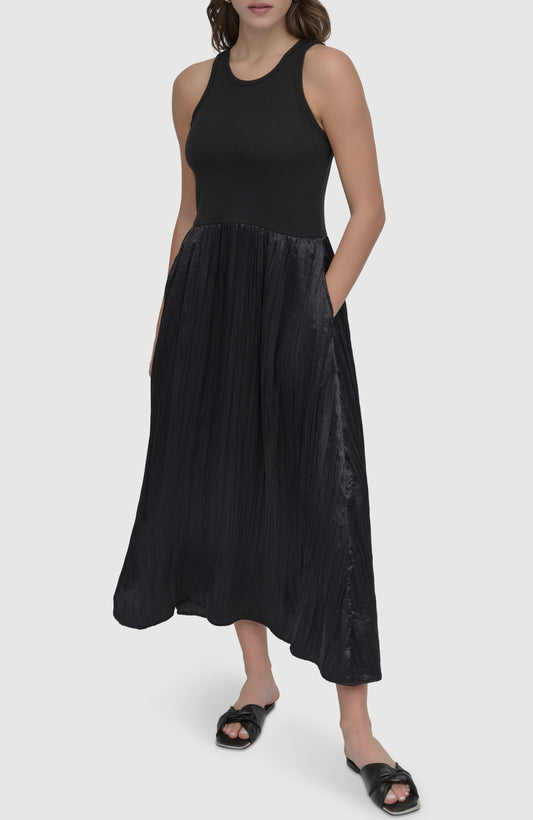 فستان ميدي بكشكشة وطيات