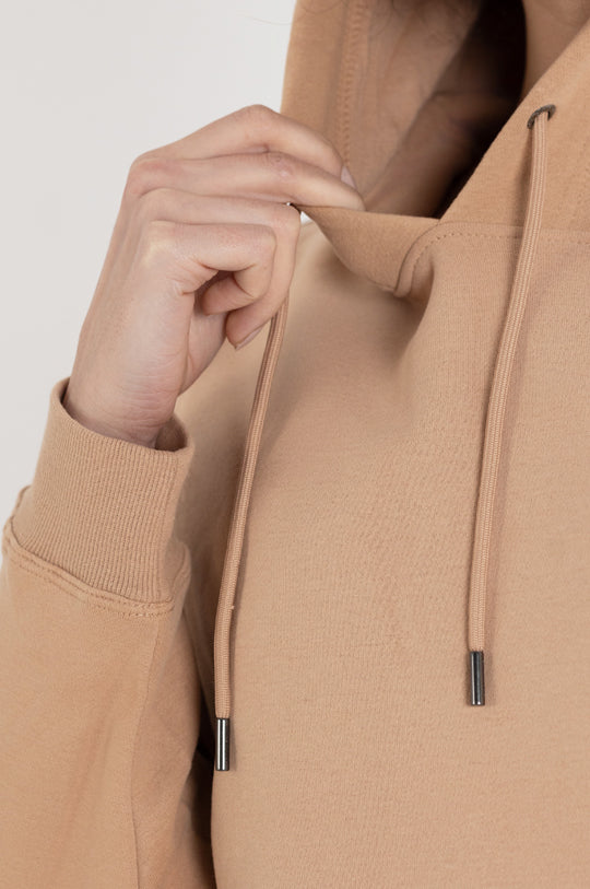 LONG SLEEVE CREW NECK RHINESTONE LOGO HOODIE WITH KANGA POCKET