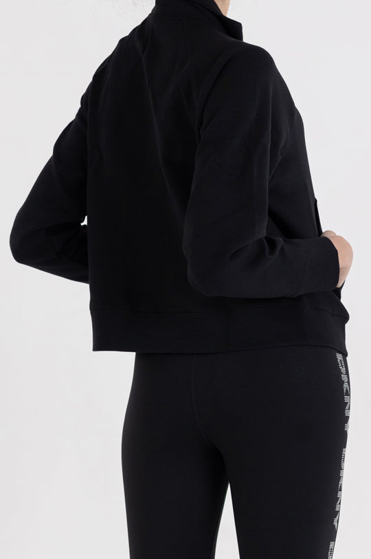 LONG SLEEVE MOCK NECK HALF ZIP PULLOVER WITH KANGA POCKET