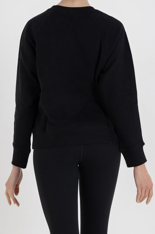 LONG SLEEVE CREW NECK RHINESTONE STRIPE LOGO RAGLAN PULLOVER