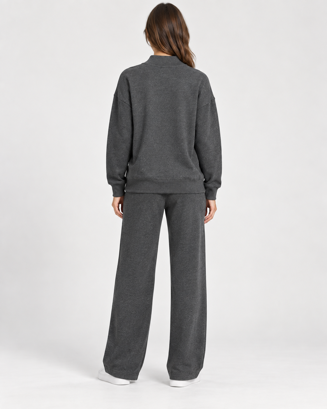 COTTON-BLEND LOGO MOCK NECK TOP
