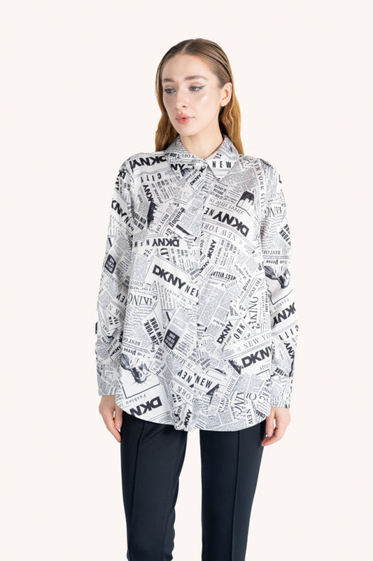 LONG SLEEVES NEWS PAPER PRINT SHIRT