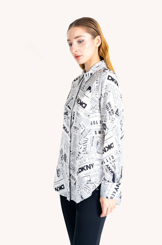 LONG SLEEVES NEWS PAPER PRINT SHIRT