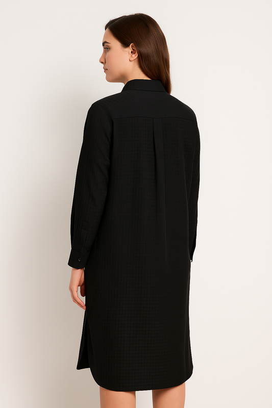 LONG-SLEEVED BUTTON DOWN DRESS