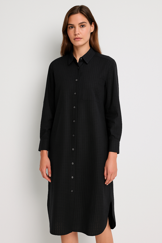 LONG-SLEEVED BUTTON DOWN DRESS