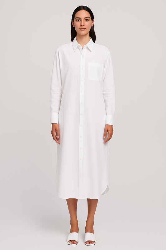 LONG-SLEEVED BUTTON DOWN DRESS