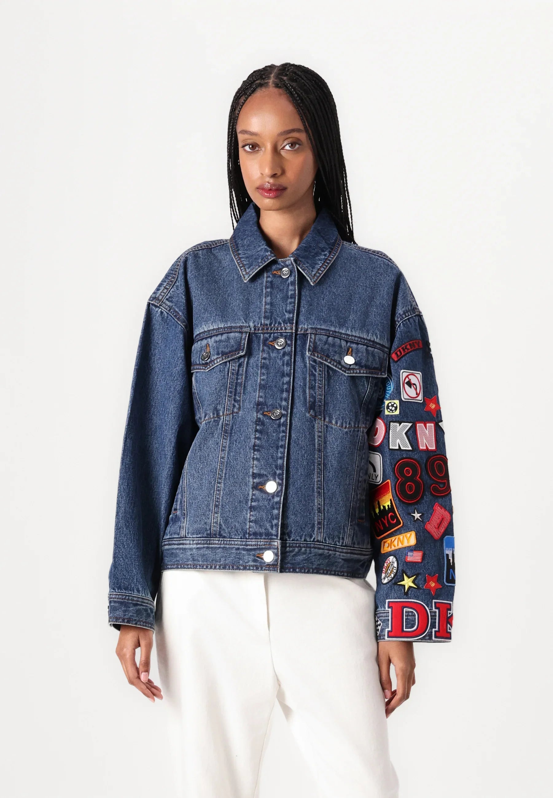LONG SLEEVE DENIM JACKET WITH PATCHES - Main Image