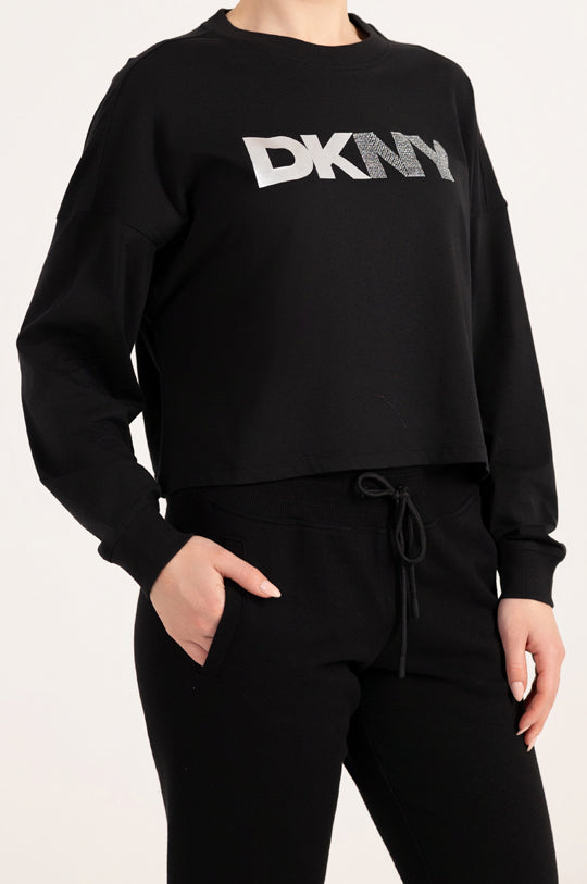 Foil Rhinestone Logo Long Sleeve Tee – Dkny 