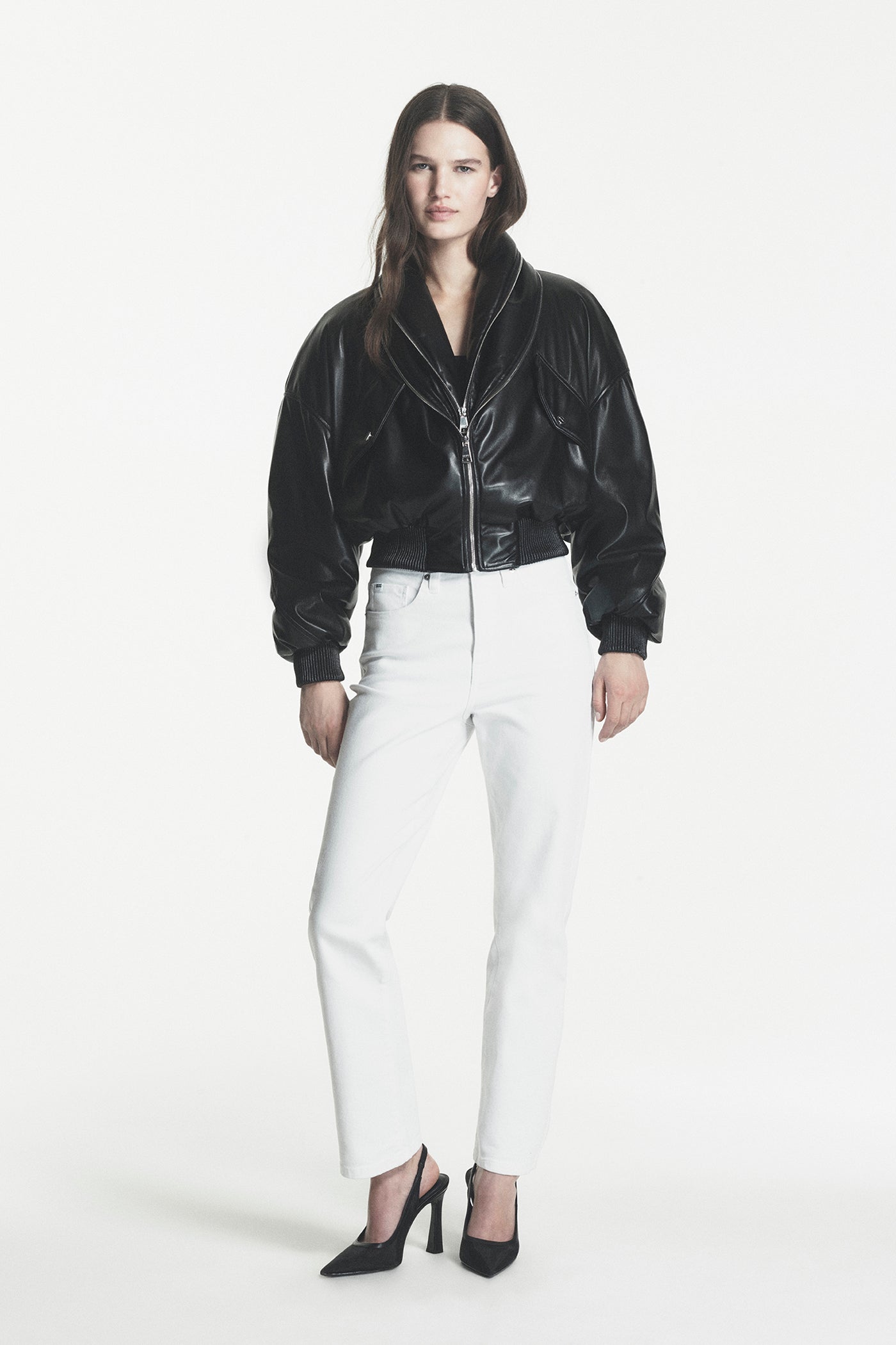 Faux Leather Bomber Jacket