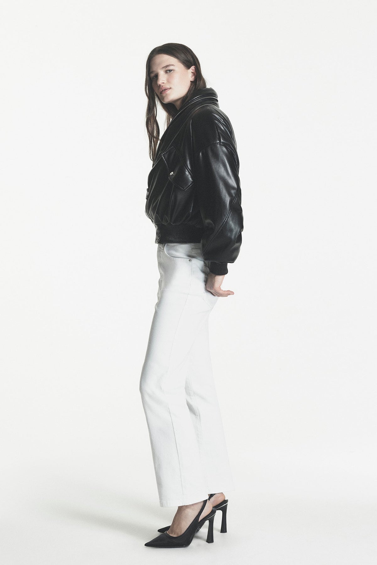 Faux Leather Bomber Jacket