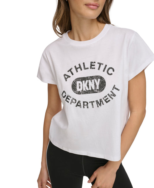 Small Sleeve Crew Neck Varisty Logo Cropped T-Shirt