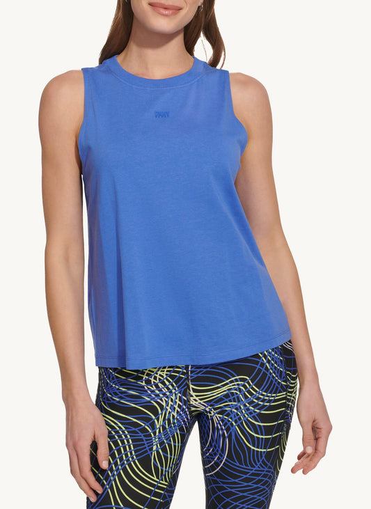 Sleeveless Crew Neck Tank With Logo