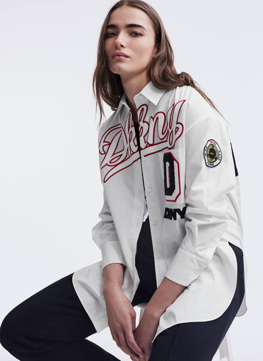 Long Sleeve Shirt With Dkny Patch Embroidery