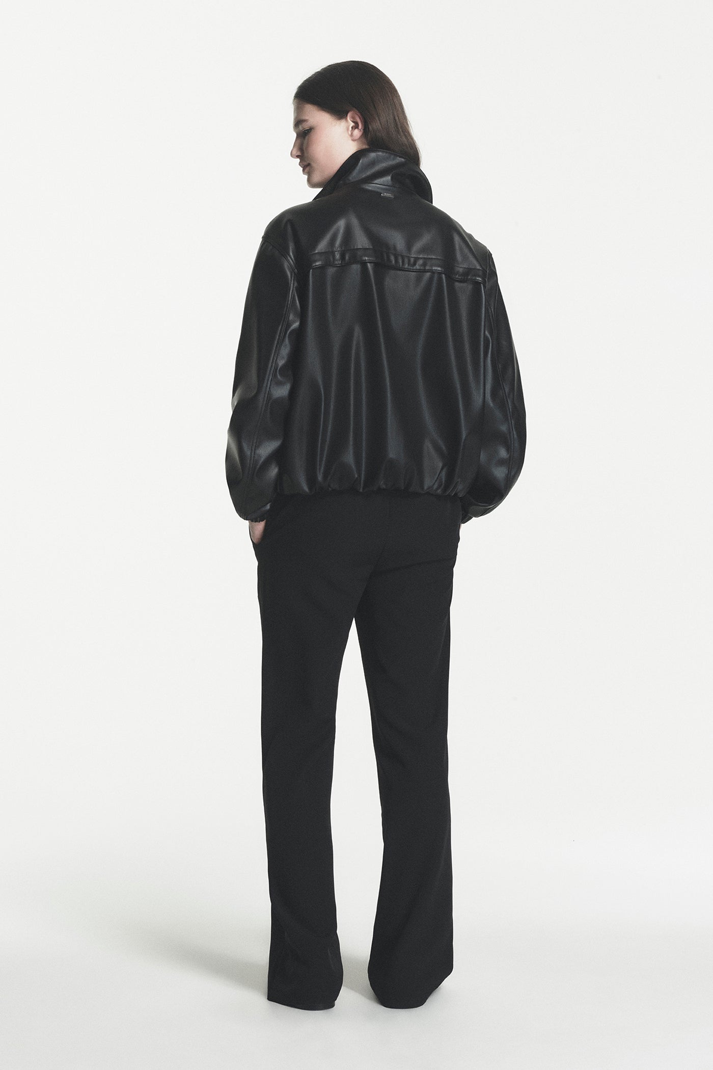 Faux Leather Bomber