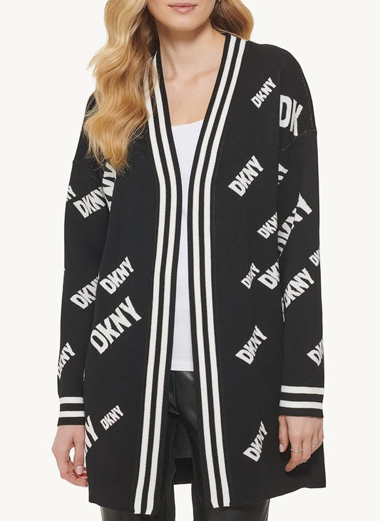 Long Sleeve Cardign With Allover Logo