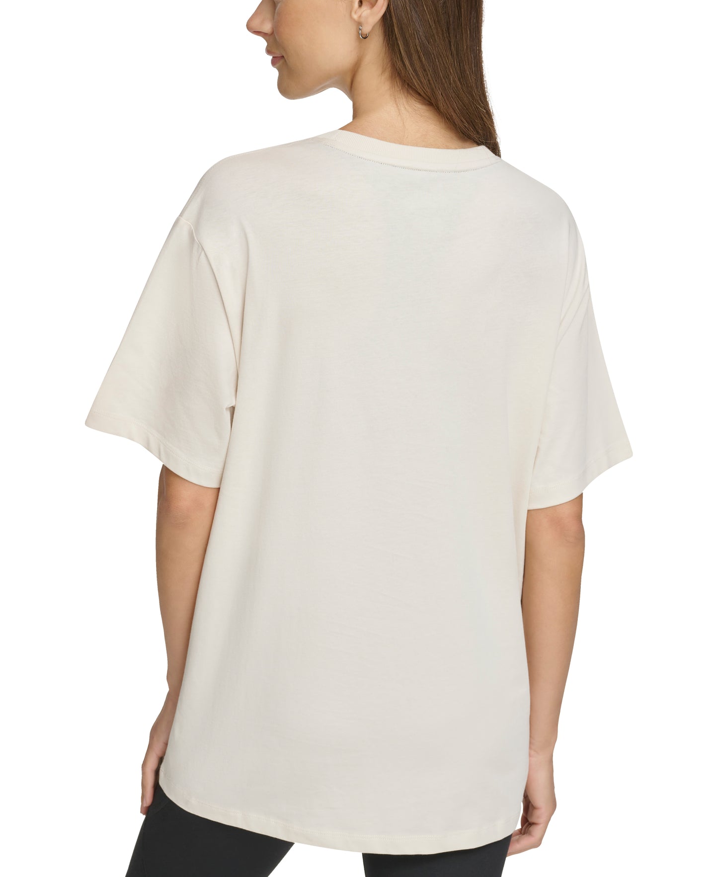Beige Small Sleeve Crew Neck T-Shirt With Logo