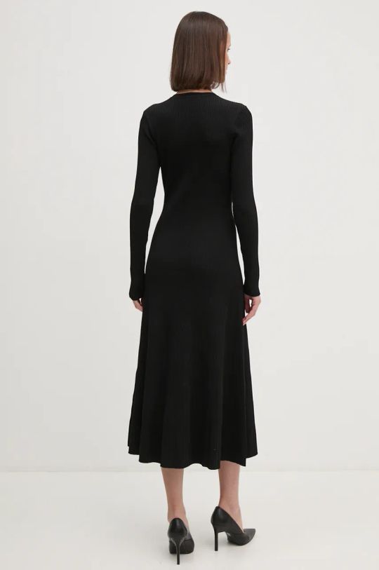 LONG SLEEVE MIDI DRESS WITH FRONT BUTTONS