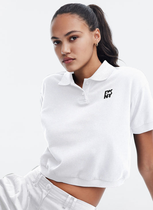 Small Sleeve Crop Polo T-Shirt With Logo