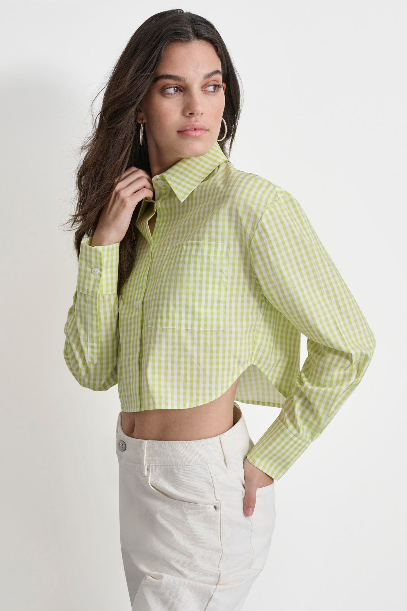 LONG SLEEVE CROPPED STRIPE SHIRT