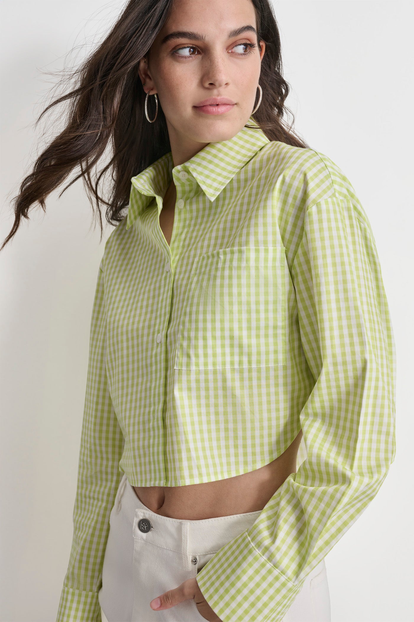 LONG SLEEVE CROPPED STRIPE SHIRT